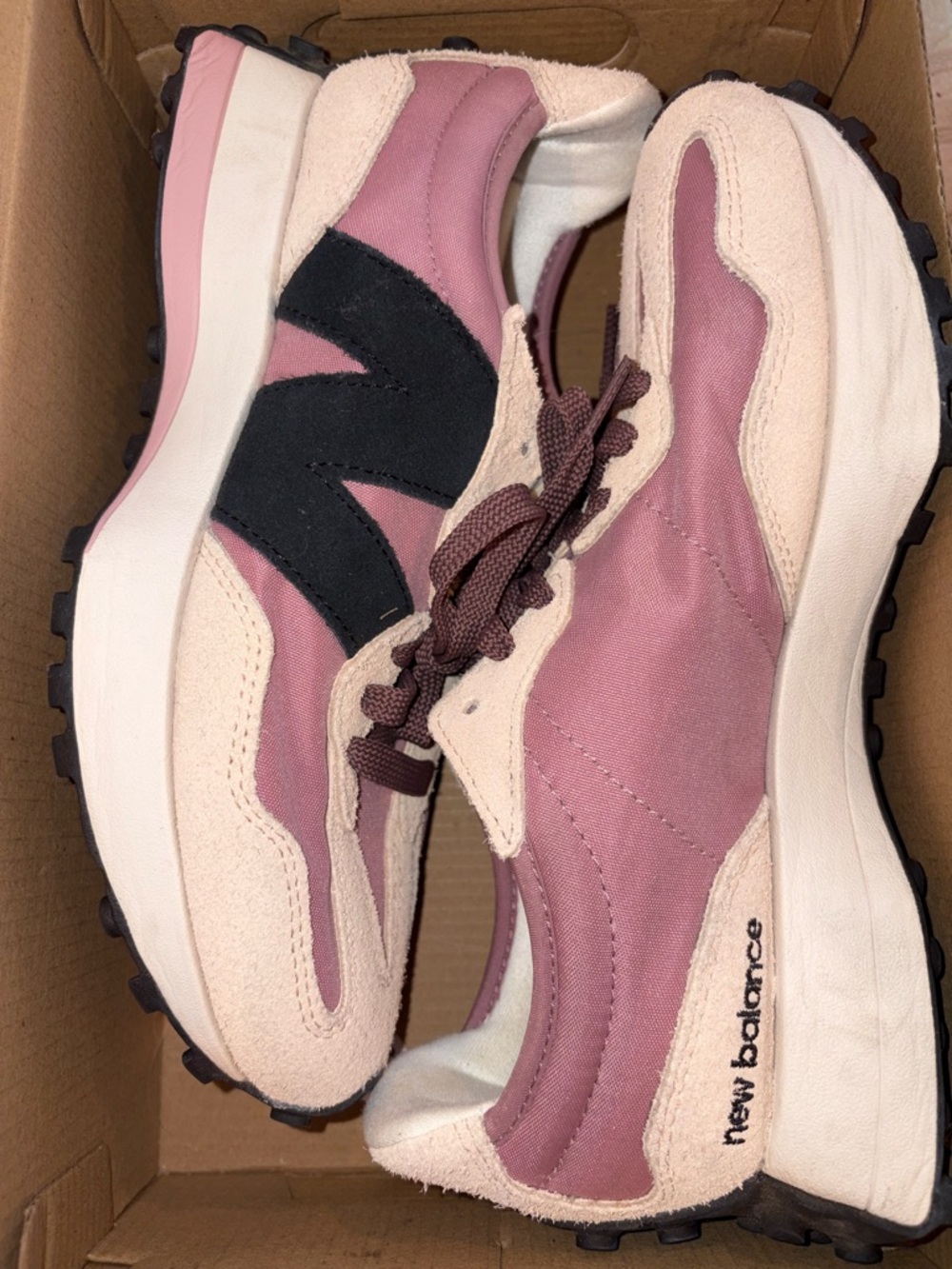 New Balance Mauve Pink and Cream Retro Runner Sneakers